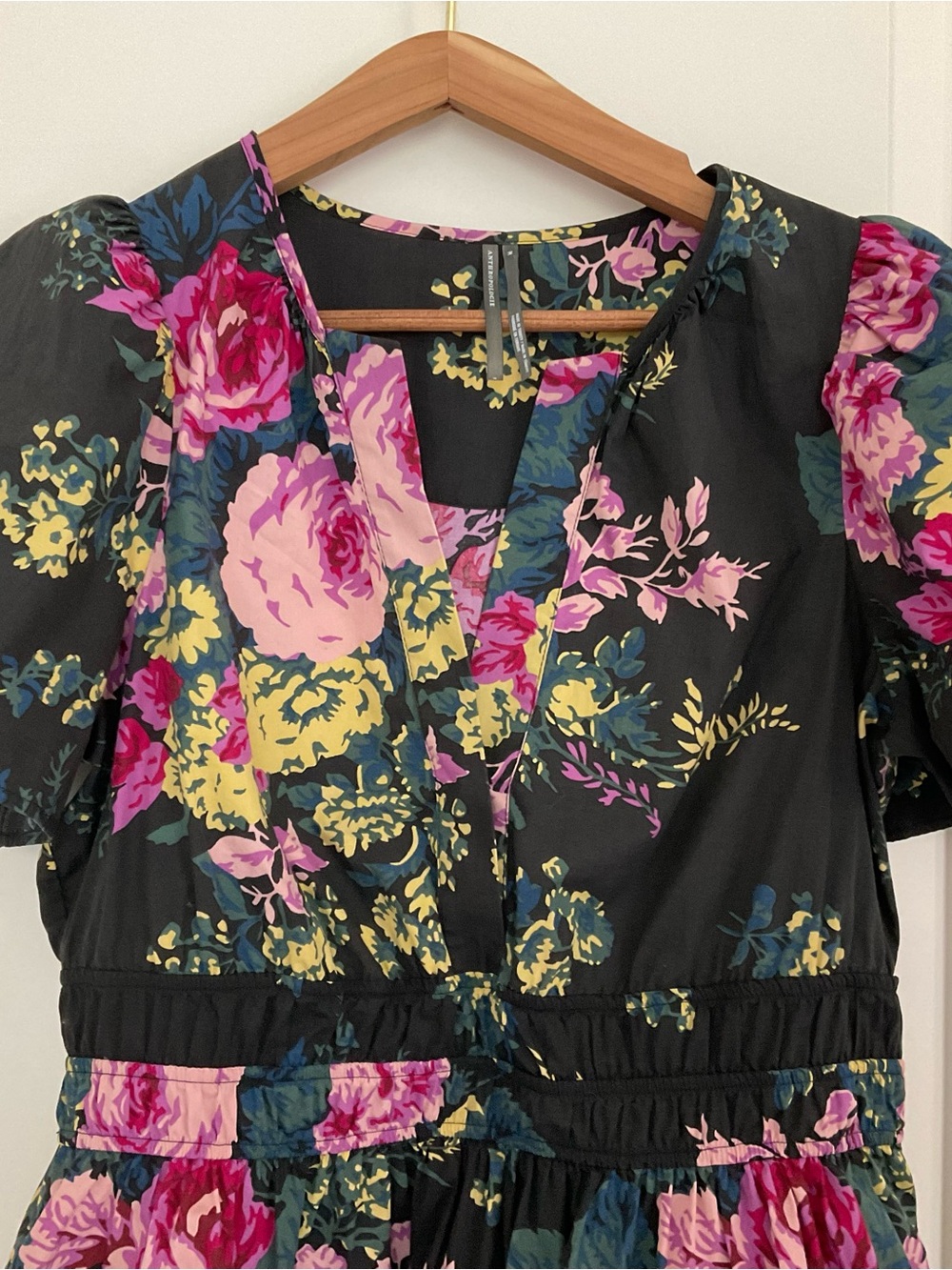 Anthropologie Somerset Black Floral Peplum Blouse Top M - Picture 9 of 16